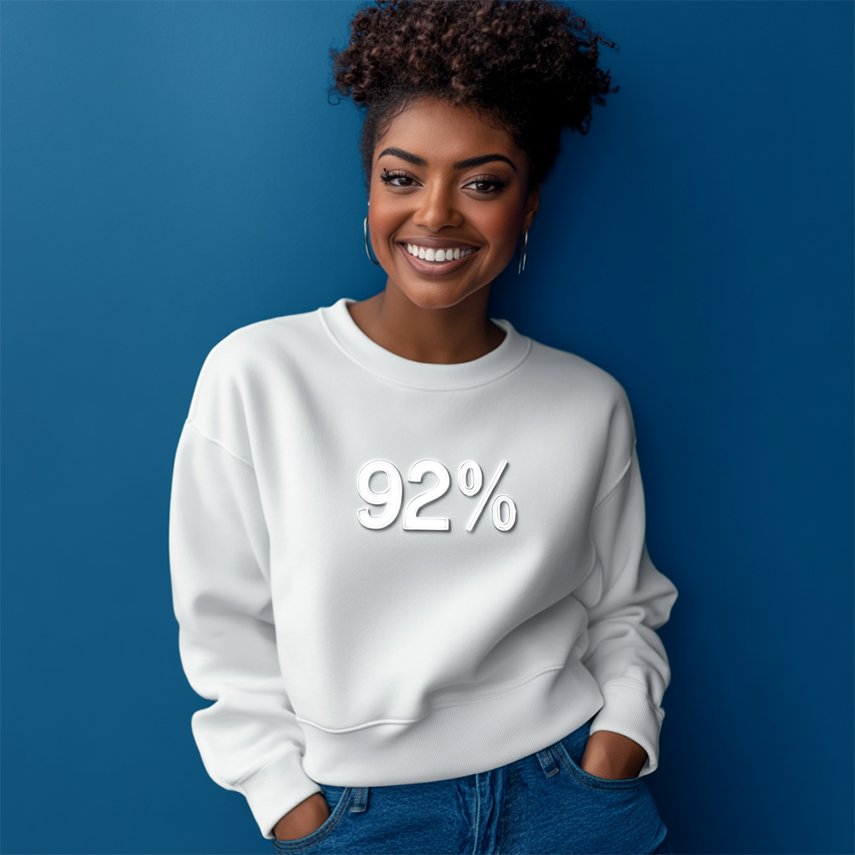 I AM THE 92 PERCENT White Crewneck Sweatshirt